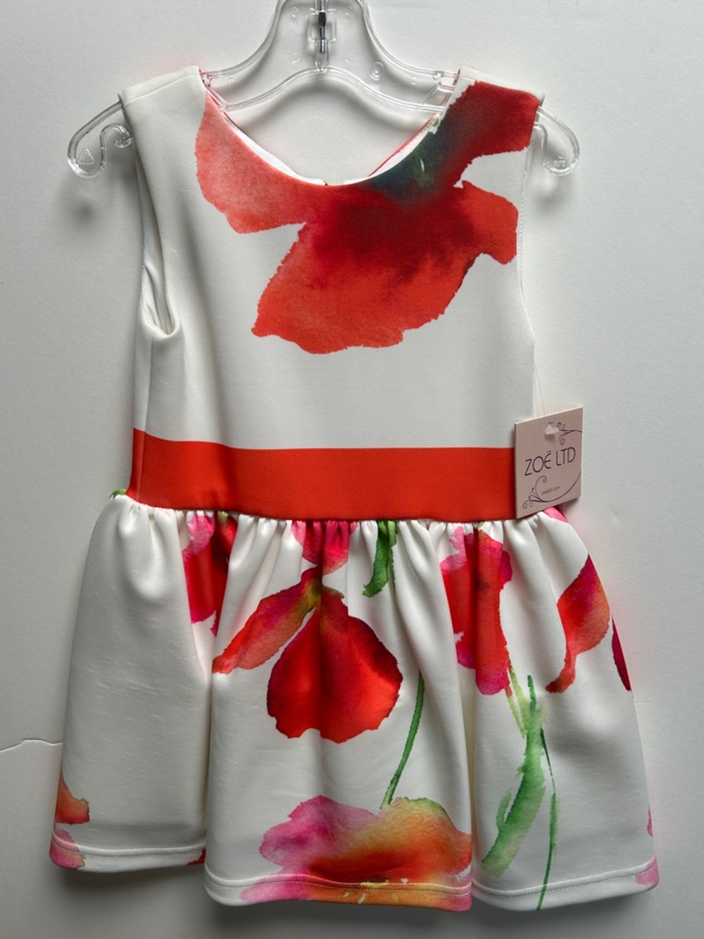 Zoe Ltd Off White Dress with multi color Floral Watercolor Print NWT Made in USA